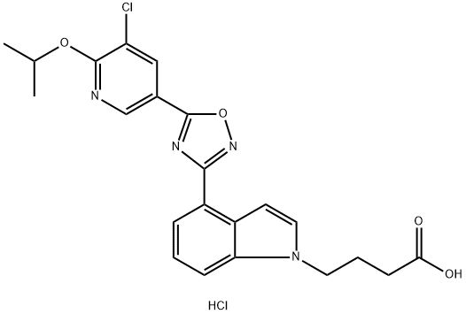 1H-Indole-1-butanoic acid, 4-[5-[5-chloro-6-(1-methylethoxy)-3-pyridinyl]-1,2,4-oxadiazol-3-yl]-, hydrochloride (1:1) Structure