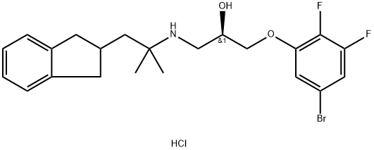 2-Propanol, 1-(5-broMo-2,3-difluorophenoxy)-3-[[2-(2,3-dihydro-1H-inden-2-yl)-1,1-diMethylethyl]aMino]-, hydrochloride (1:1), (2R)- 구조식 이미지