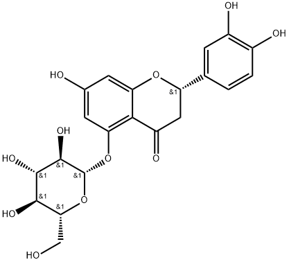 4H-1-Benzopyran-4-one, 2-(3,4-dihydroxyphenyl)-5-(β-D-glucopyranosyloxy)-2,3-dihydro-7-hydroxy-, (2S)- Structure