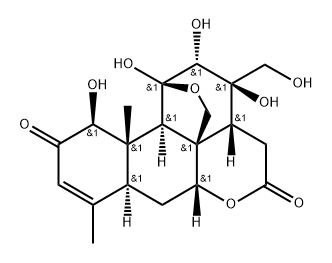 Picras-3-ene-2,16-dione, 11,20-epoxy-1,11,12,13,21-pentahydroxy-, (1β,11β,12α)- (9CI) Structure