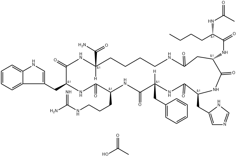 L-Lysinamide, N-acetyl-L-norleucyl-L-α-aspartyl-L-histidyl-D-phenylalanyl-L-arginyl-L-tryptophyl-, (2→7)-lactam, acetate (1:1) Structure