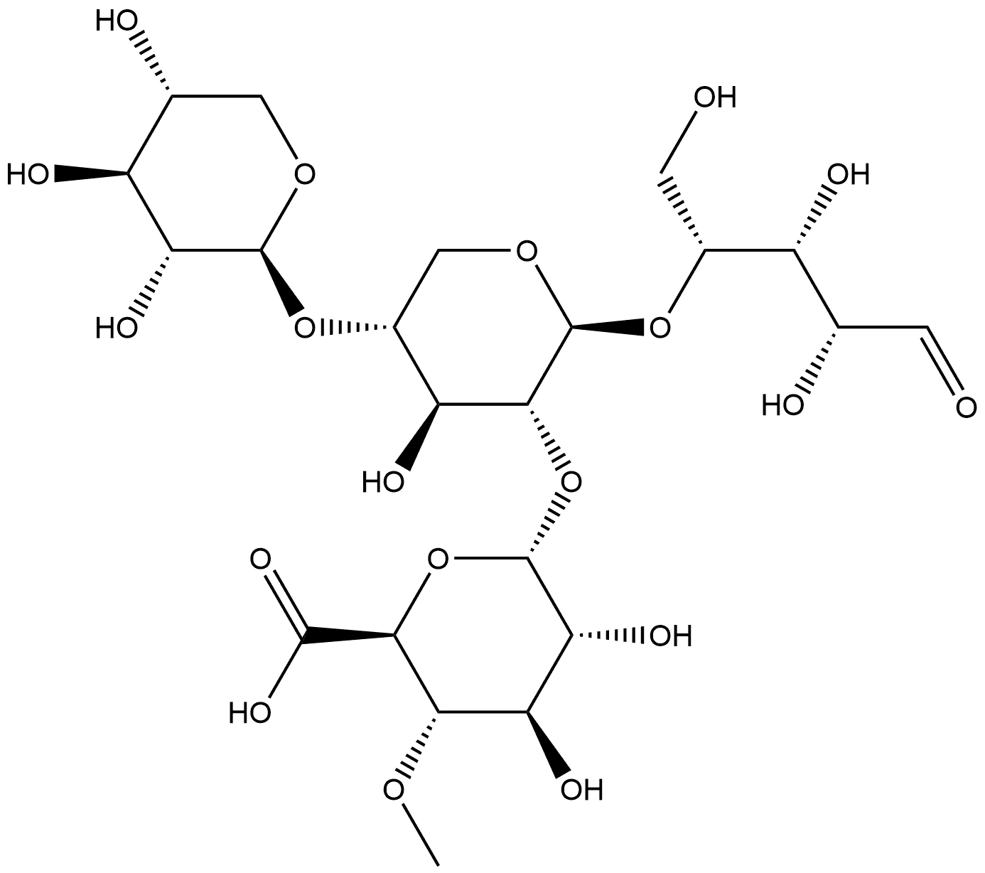 22-(4-O-Methyl-α-D-Glucuronyl)-xylotriose Structure