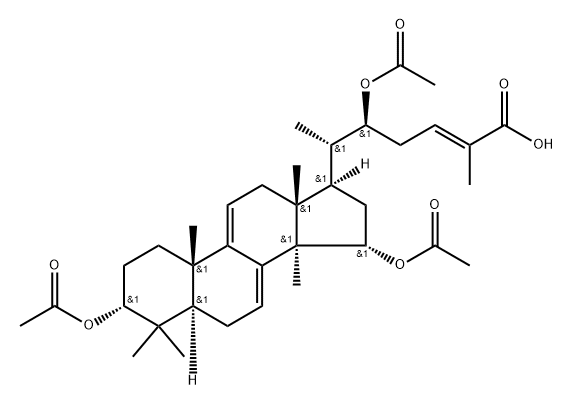 (22S,24E)-3α,15α,22-Tris(acetyloxy)-5α-lanosta-7,9(11),24-trien-26-oic acid 구조식 이미지