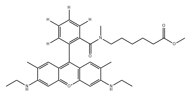 Xanthylium, 3,6-bis(ethylamino)-9-[6-[[(6-methoxy-6-oxohexyl)methylamino]carbonyl]phenyl- 2 , 3 , 4 , 5 - d ]-2,7-dimethyl- (ACI) Structure