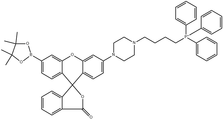 [4-[4-[3-Oxo-6′-(4,4,5,5-tetramethyl-1,3,2-dioxaborolan-2-yl)spiro[isobenzofuran-1(3H),9′-[9H]xanthen]-3′-yl]-1-piperazinyl]butyl]triphenyl-phosphonium iodide Structure