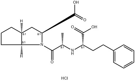 Cyclopenta[b]pyrrole-2-carboxylic acid, 1-[2-[(1-carboxy-3-phenylpropyl)amino]-1-oxopropyl]octahydro-, monohydrochloride, [2S-[1[R*(R*)],2α,3aβ,6aβ]]- Structure