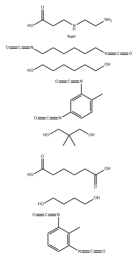 -알라닌,N-(2-아미노에틸)-,모노나트륨염,1,4-부탄디올,1,6-디이소시아나토헥산,1,3-디이소시아나토-2-메틸벤젠,2,4-디이소시아나토-1-메틸벤젠,2,2-디메틸-1,3-프로판디올,헥산디올산및1,6-헥산디올중합체 구조식 이미지