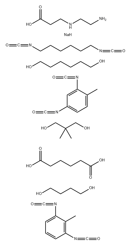 -Alanine, N-(2-aminoethyl)-, monosodium salt, polymer with 1,4-butanediol, 1,6-diisocyanatohexane, 1,3-diisocyanato-2-methylbenzene, 2,4-diisocyanato-1-methylbenzene, 2,2-dimethyl-1,3-propanediol, hexanedioic acid and 1,6-hexanediol Structure