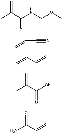 2-Propenoic acid, 2-methyl-, polymer with 1,3-butadiene, N-(methoxymethyl)-2-methyl-2-propenamide, 2-propenamide and 2-propenenitrile Structure