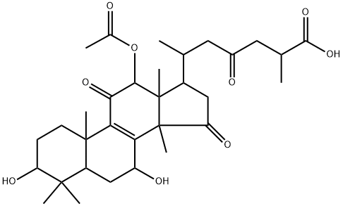 12β-Acetyloxy-3β,7β-dihydroxy-11,15,23-trioxo-5α-lanost-8-en-26-oic acid 구조식 이미지
