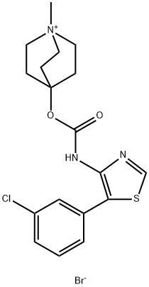 1-Azoniabicyclo[2.2.2]octane, 4-[[[[5-(3-chlorophenyl)-4-thiazolyl]amino]carbonyl]oxy]-1-methyl-, bromide (1:1) Structure