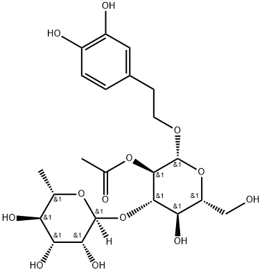 β-D-Glucopyranoside, 2-(3,4-dihydroxyphenyl)ethyl 3-O-(6-deoxy-α-L-mannopyranosyl)-, 2-acetate Structure