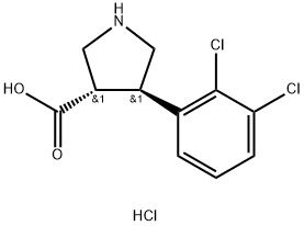 3-Pyrrolidinecarboxylic acid, 4-(2,3-dichlorophenyl)-, hydrochloride (1:1), (3S,4R)- Structure