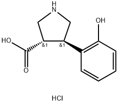 3-Pyrrolidinecarboxylic acid, 4-(2-hydroxyphenyl)-, hydrochloride (1:1), (3S,4R)- Structure
