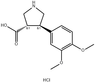 3-Pyrrolidinecarboxylic acid, 4-(3,4-dimethoxyphenyl)-, hydrochloride (1:1), (3S,4R)- 구조식 이미지