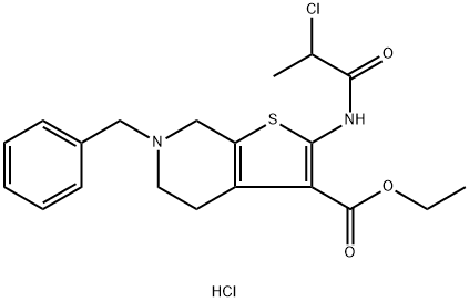 Ethyl 6-benzyl-2-(2-chloropropanamido)-4H,5H,6H,7H-thieno[2,3-c]pyridine-3-carboxylate hydrochloride Structure
