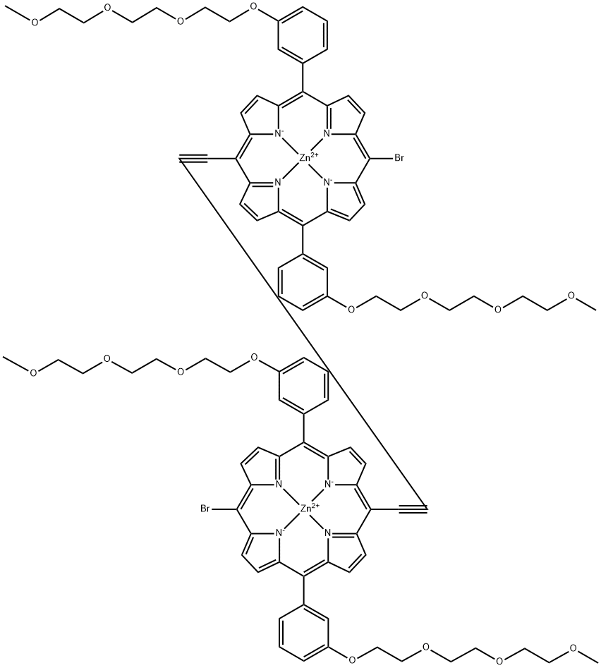 Dibromo zinc bis[3-[2-[2-(2-methoxyethoxy)ethoxy]ethoxy]phenyl]porphyrin-ethinyl dimer Structure
