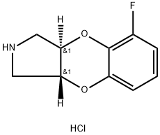 1H-[1,4]Benzodioxino[2,3-c]pyrrole, 5-fluoro-2,3,3a,9a-tetrahydro-, hydrochloride (1:1), (3aR,9aR)- Structure