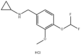 N-{[4-(difluoromethoxy)-3-methoxyphenyl]methyl}cyclopropanamine hydrochloride Structure