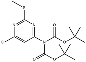 Di-tert-butyl (6-chloro-2-(methylthio)pyrimidin-4-yl)iminodicarbonate 구조식 이미지