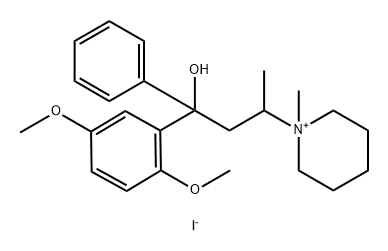 Piperidinium, 1-[3-(2,5-dimethoxyphenyl)-3-hydroxy-1-methyl-3-phenylpropyl]-1-methyl-, iodide (1:1) 구조식 이미지
