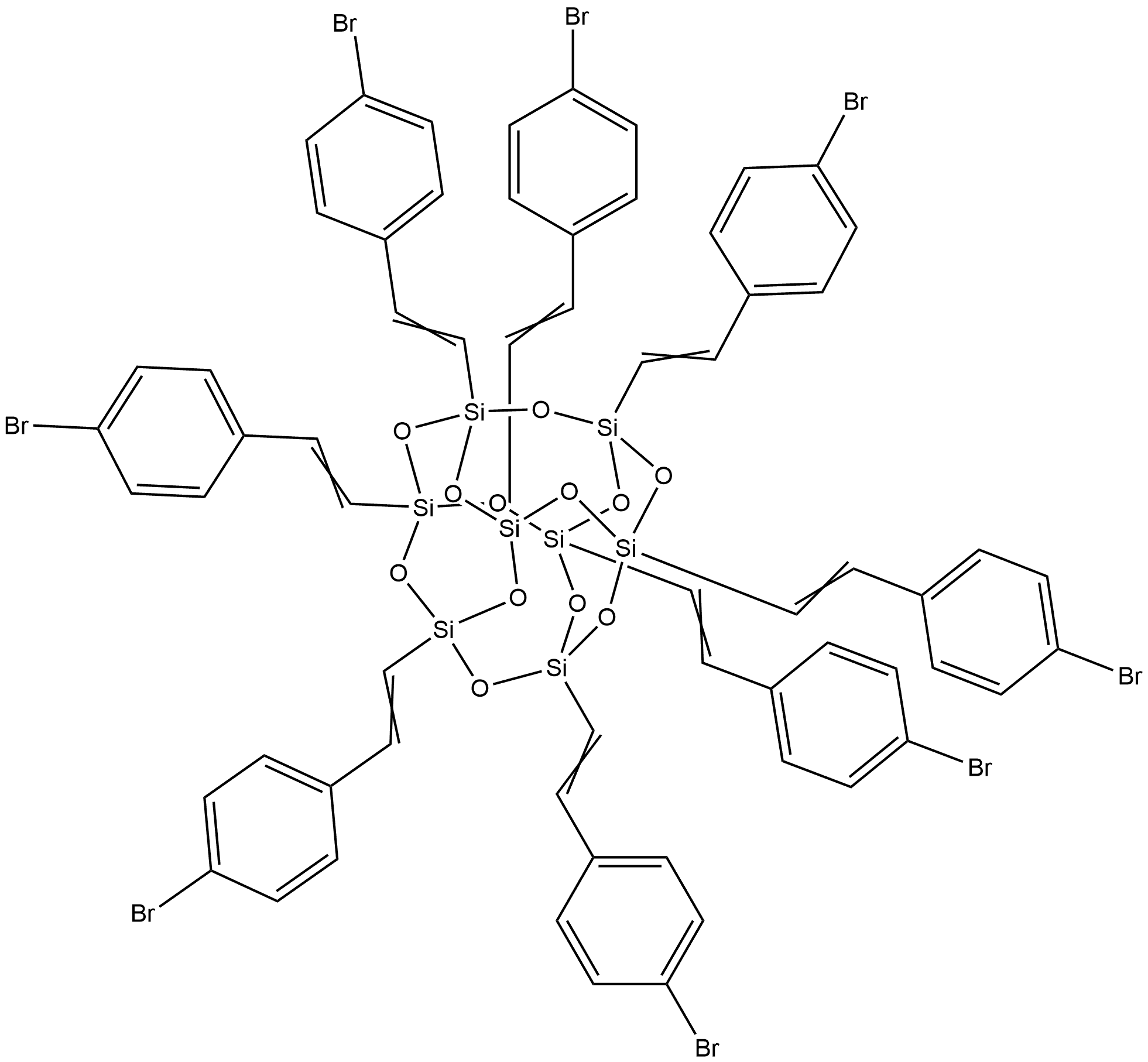 Pentacyclo[9.5.1.13,9.15,15.17,13]octasiloxane, 1,3,5,7,9,11,13,15-octakis[2-(4-bromophenyl)ethenyl]- Structure