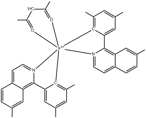 Bis[2,4-dimethyl-6-(7-methyl-1-isoquinolinyl)phenyl](2,4-pentanedionato)iridium Structure