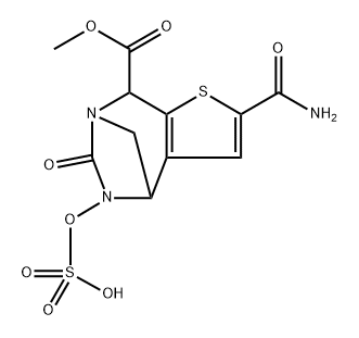 8-Methyl 2-(aminocarbonyl)-4,5,6,8-tetrah ydro-6-oxo-5-(sulfooxy)-4,7-methano-7Hthieno[2,3-e][1,3]diazepine-8-carboxylat Structure