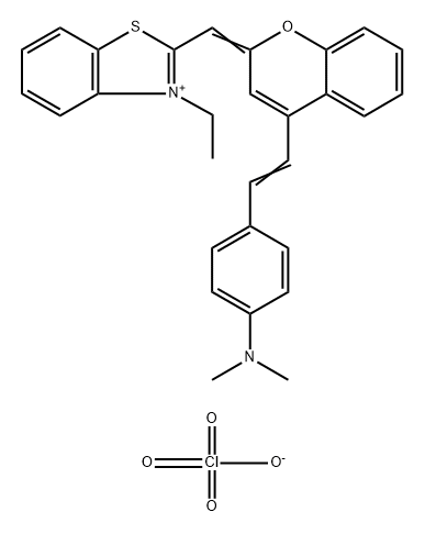 Benzothiazolium, 2-[[4-[2-[4-(dimethylamino)phenyl]ethenyl]-2H-1-benzopyran-2-ylidene]methyl]-3-ethyl-, perchlorate (1:1) Structure