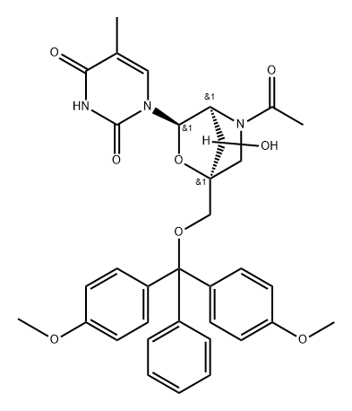 5'-O-DMTr-ALNA-(Ac)-Thymidine Structure