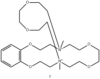 4,13-(Ethanoxyethanoxyethano)-4H,13H-1,7,10,16,4,13-benzotetraoxadiazacyclooctadecinium, 2,3,5,6,8,9,11,12,14,15-decahydro-4,13-dimethyl-, iodide (1:2) Structure