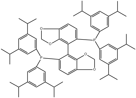 Phosphine, 1,1'-[(1S)-4,4'-bi-1,3-benzodioxole]-5,5'-diylbis[1,1-bis[3,5-bis(1-methylethyl)phenyl]- Structure