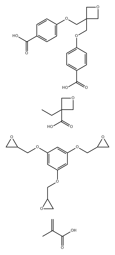 3-Oxetanecarboxylic acid, 3-ethyl-, polymer with 2,2′,2′′-[1,3,5-benzenetriyltris(oxymethylene)]tris[oxirane], 2-methyl-2-propenoic acid and 4,4′-[3-oxetanylidenebis(methyleneoxy)]bis[benzoic acid] 구조식 이미지