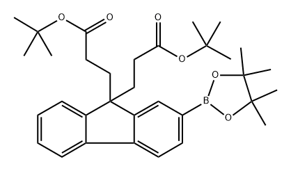 9H-Fluorene-9,9-dipropanoic acid, 2-(4,4,5,5-tetramethyl-1,3,2-dioxaborolan-2-yl)-, 9,9-bis(1,1-dimethylethyl) ester Structure