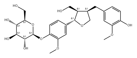 β-D-Glucopyranoside, 2-methoxy-4-[(2S,3R,4R)-tetrahydro-4-[(4-hydroxy-3-methoxyphenyl)methyl]-3-(hydroxymethyl)-2-furanyl]phenyl Structure