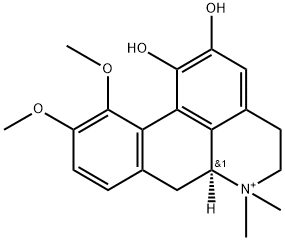 4H-Dibenzo[de,g]quinolinium, 5,6,6a,7-tetrahydro-1,2-dihydroxy-10,11-dimethoxy-6,6-dimethyl-, (6aS)- Structure