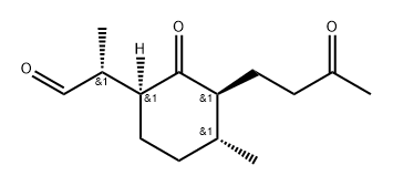 Cyclohexaneacetaldehyde, α,4-dimethyl-2-oxo-3-(3-oxobutyl)-, (αR,1S,3S,4R)- Structure