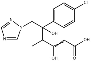 Hex-2-enonic acid, 5-C-(4-chlorophenyl)-2,4,6-trideoxy-4-methyl-6-(1H-1,2,4-triazol-1-yl)- Structure