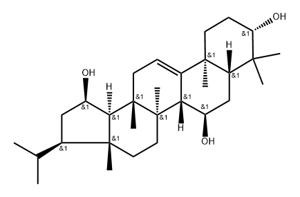 A'-Neo-26,28-dinorgammacer-9(11)-ene-3,7,19-triol, 13,17-dimethyl-, (3β,7α,8α,13α,14β,17α,18β,19α)- 구조식 이미지