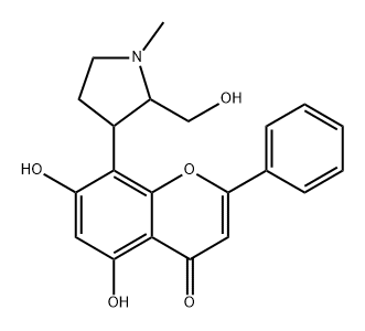 5,7-dihydroxy-8-(2-(hydroxymethyl)-1-methylpyrrolidin-3-yl)-2-phenyl-4H-chromen-4-one Structure