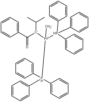 (1-Benzoyl-2-methylpropyl)methylbis(triphenylphosphine)platinum Structure