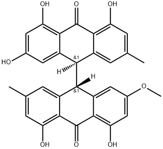 [9,9'-Bianthracene]-10,10'(9H,9'H)-dione, 2,4,4',5,5'-pentahydroxy-2'-methoxy-7,7'-dimethyl-, (9R,9'S)-rel-(+)- Structure