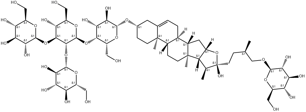 β-D-Galactopyranoside, (3β,25R)-26-(β-D-glucopyranosyloxy)-22-hydroxyfurost-5-en-3-yl O-β-D-glucopyranosyl-(1→2)-O-[β-D-glucopyranosyl-(1→3)]-O-β-D-glucopyranosyl-(1→4)- Structure