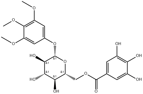 3,4,5-Trimethoxyphenyl-(6-O-galloyl)-O-beta-D-glucopyranoside 구조식 이미지