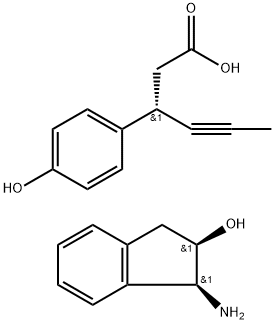(3S)-3-(4-hydroxyphenyl)-hex-4-ynoic acid (1S,2R)-1-amino-2-indanol salt 구조식 이미지