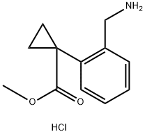 Cyclopropanecarboxylic acid, 1-[2-(aminomethyl)phenyl]-, methyl ester, hydrochloride (1:1) Structure