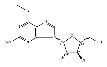2-Amino-6-methythio-9-(2'-deoxy-2'-fluooro-beta-D-arabinofuranosyl)-9H-purine 구조식 이미지