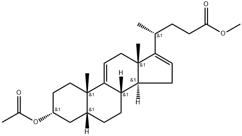 Chola-9(11),16-dien-24-oic acid, 3-(acetyloxy)-, methyl ester, (3α,5β)- Structure