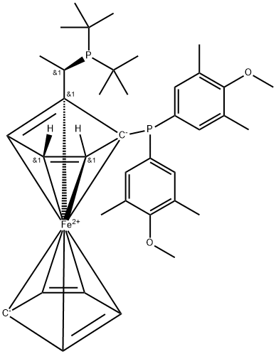 (R)-1-[(S)-2-[BIS(4-METHOXY-3,5-DIMETHYLPHENYL)PHOSPHINO]FERROCENYL]ETHYLDI-TERT-BUTYLPHOSPHINE Structure