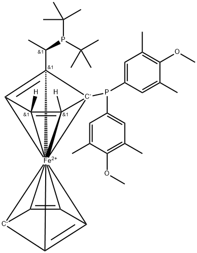 (R)-1-[(S)-2-[BIS(4-METHOXY-3,5-DIMETHYLPHENYL)PHOSPHINO]FERROCENYL]ETHYLDI-TERT-BUTYLPHOSPHINE 구조식 이미지